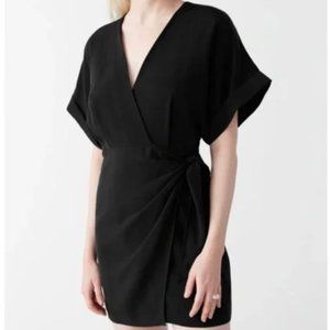 & Other Stories Kimono Wrap Mini Dress in Black - 6 New